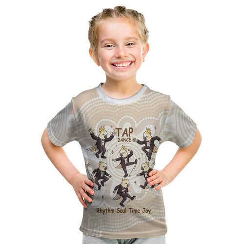Tap Dance Australia Personalised Kid T Shirt Yellow-crested Cockatoo Indigenous Art