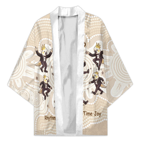 Tap Dance Australia Personalised Kimono Yellow-crested Cockatoo Indigenous Art