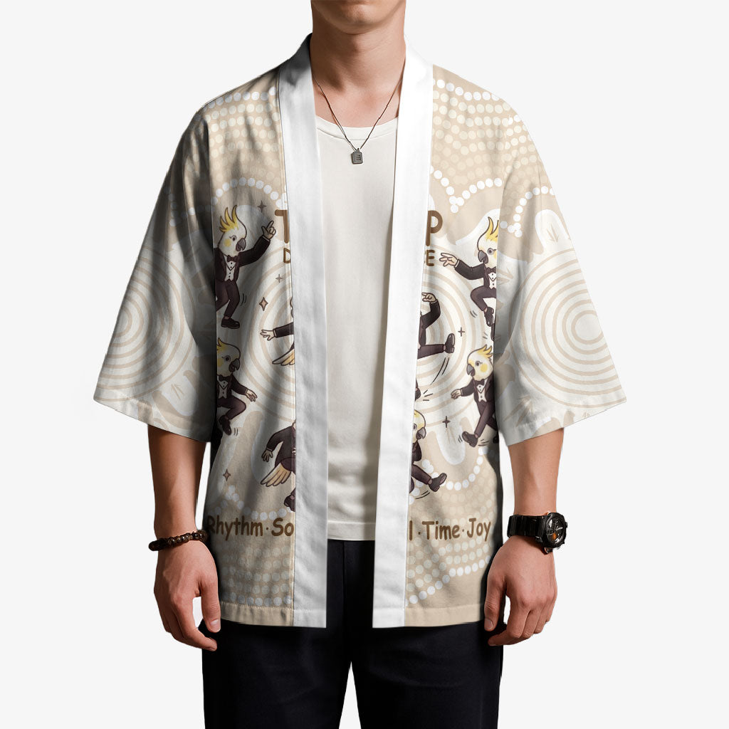 Tap Dance Australia Personalised Kimono Yellow-crested Cockatoo Indigenous Art