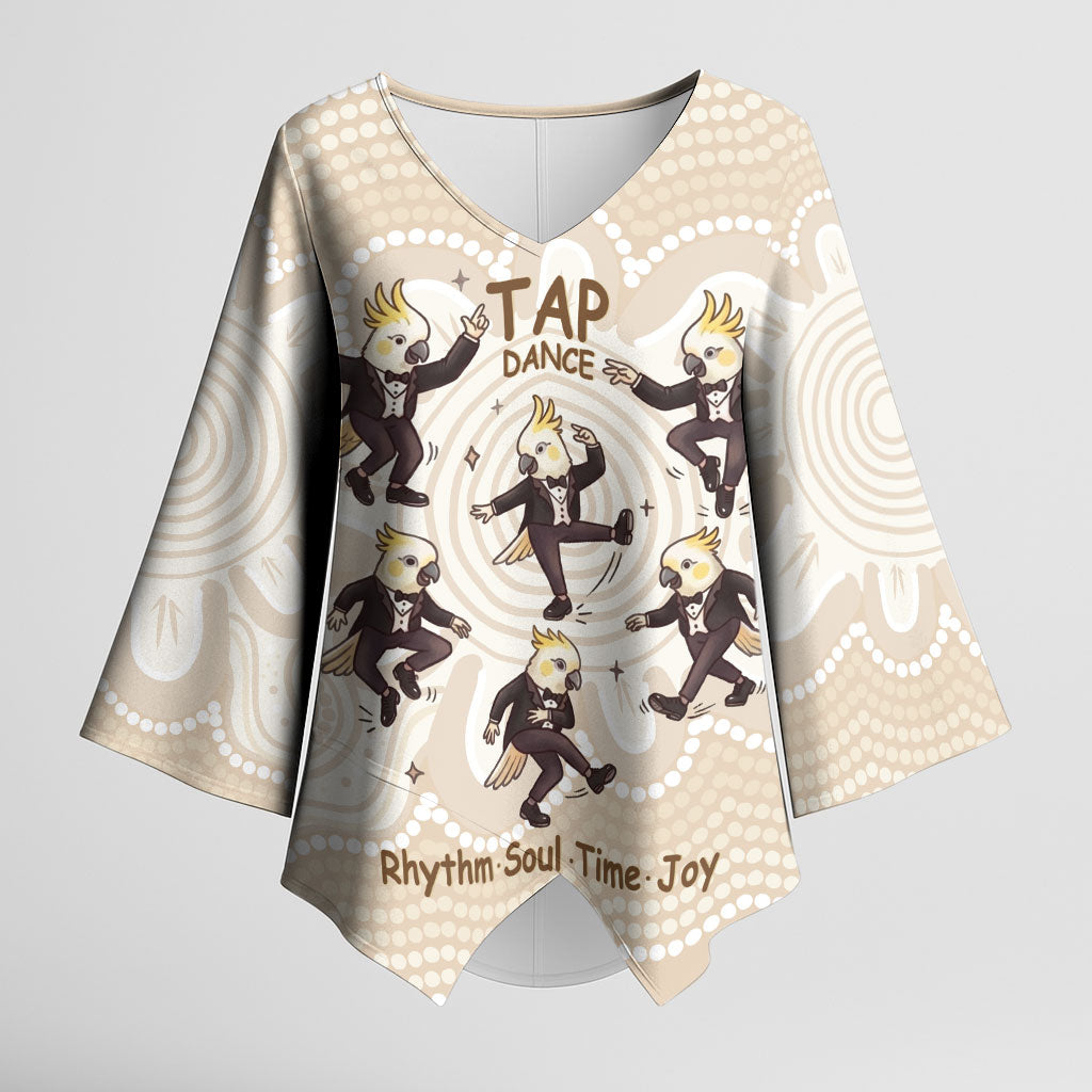 Tap Dance Australia Personalised Kimono Sleeve Blouse Yellow-crested Cockatoo Indigenous Art