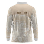 Tap Dance Australia Personalised Long Sleeve Polo Shirt Yellow-crested Cockatoo Indigenous Art