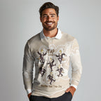 Tap Dance Australia Personalised Long Sleeve Polo Shirt Yellow-crested Cockatoo Indigenous Art