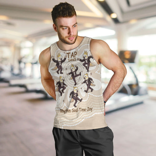 Tap Dance Australia Personalised Men Tank Top Yellow-crested Cockatoo Indigenous Art