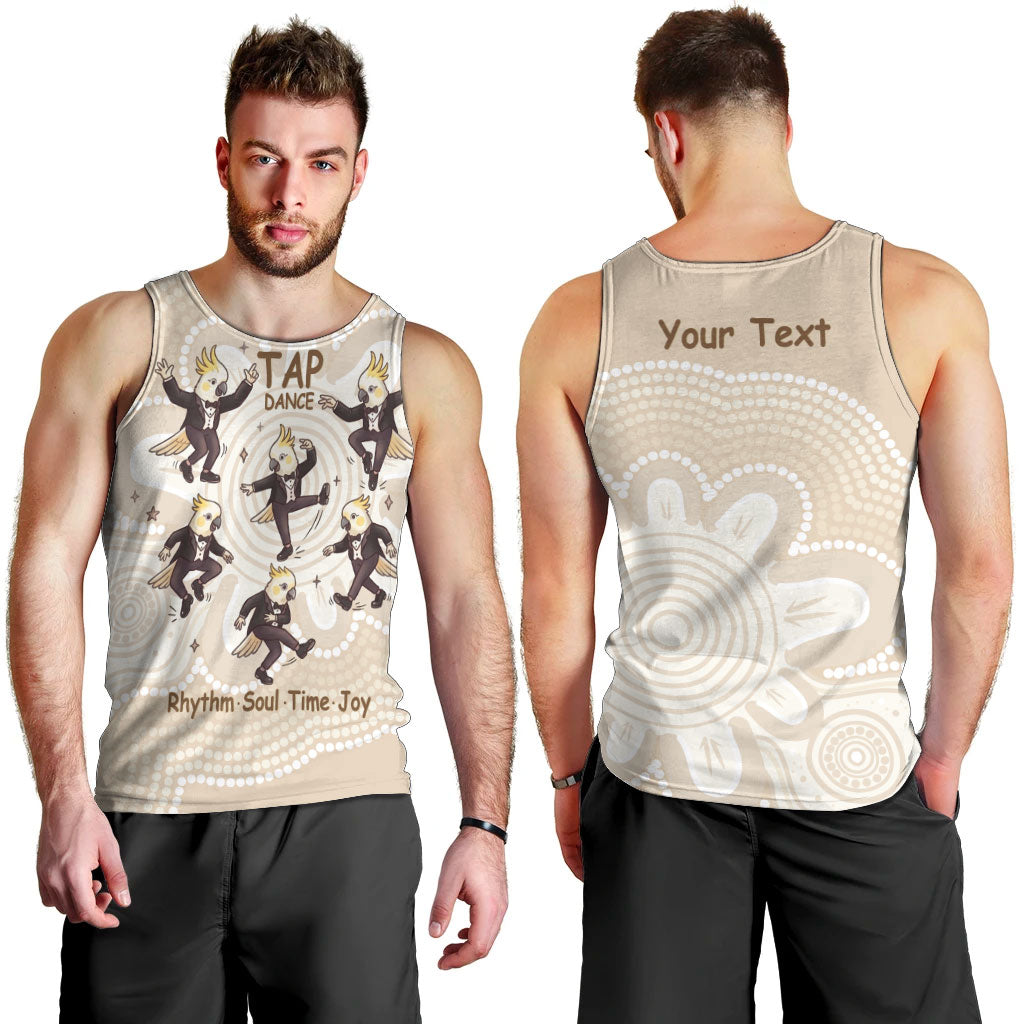Tap Dance Australia Personalised Men Tank Top Yellow-crested Cockatoo Indigenous Art