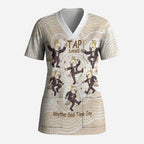 Tap Dance Australia Personalised Scrub Top Yellow-crested Cockatoo Indigenous Art