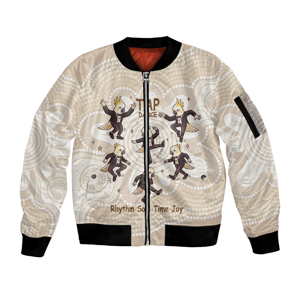 Tap Dance Australia Personalised Sleeve Zip Bomber Jacket Yellow-crested Cockatoo Indigenous Art