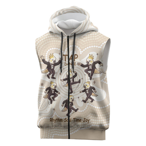 Tap Dance Australia Personalised Sleeveless Zip Hoodie Yellow-crested Cockatoo Indigenous Art