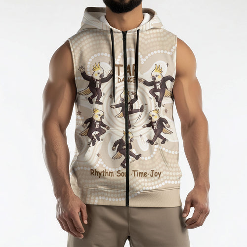 Tap Dance Australia Personalised Sleeveless Zip Hoodie Yellow-crested Cockatoo Indigenous Art