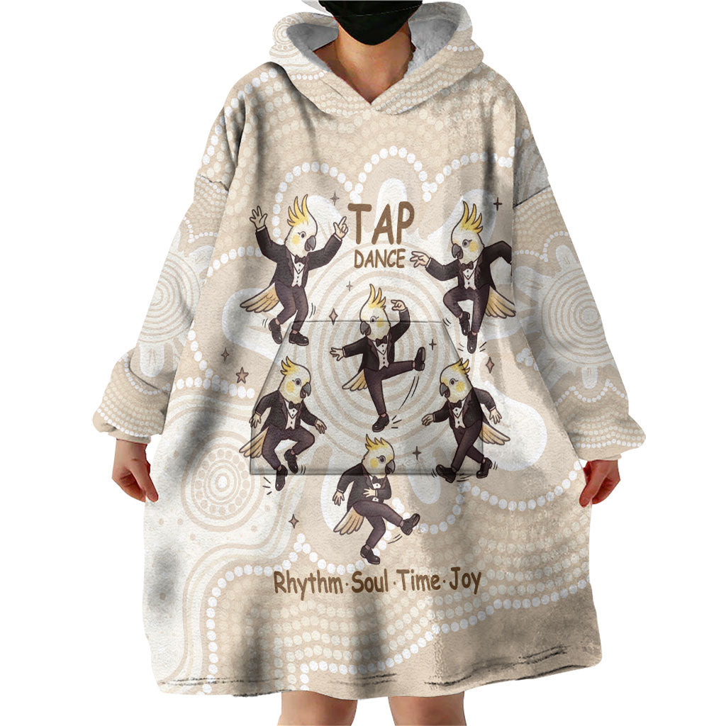Tap Dance Australia Personalised Wearable Blanket Hoodie Yellow-crested Cockatoo Indigenous Art