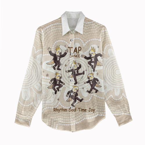 Tap Dance Australia Personalised Women Casual Shirt Yellow-crested Cockatoo Indigenous Art