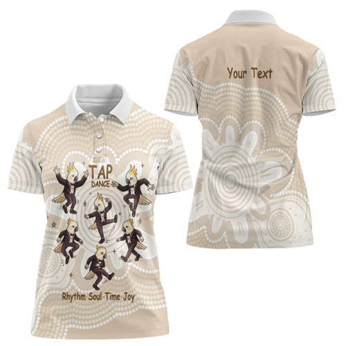 Tap Dance Australia Personalised Women Polo Shirt Yellow-crested Cockatoo Indigenous Art