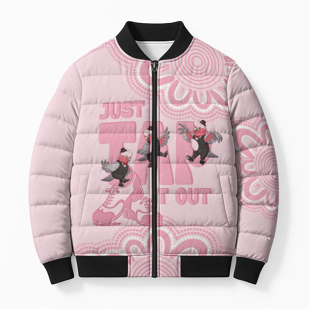 Tap Dance Australia Bomber Puffer Jacket Pink Galah Just Tap It Out