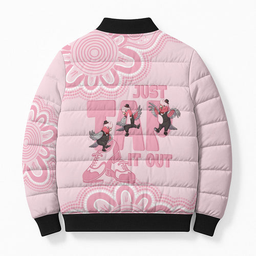 Tap Dance Australia Bomber Puffer Jacket Pink Galah Just Tap It Out