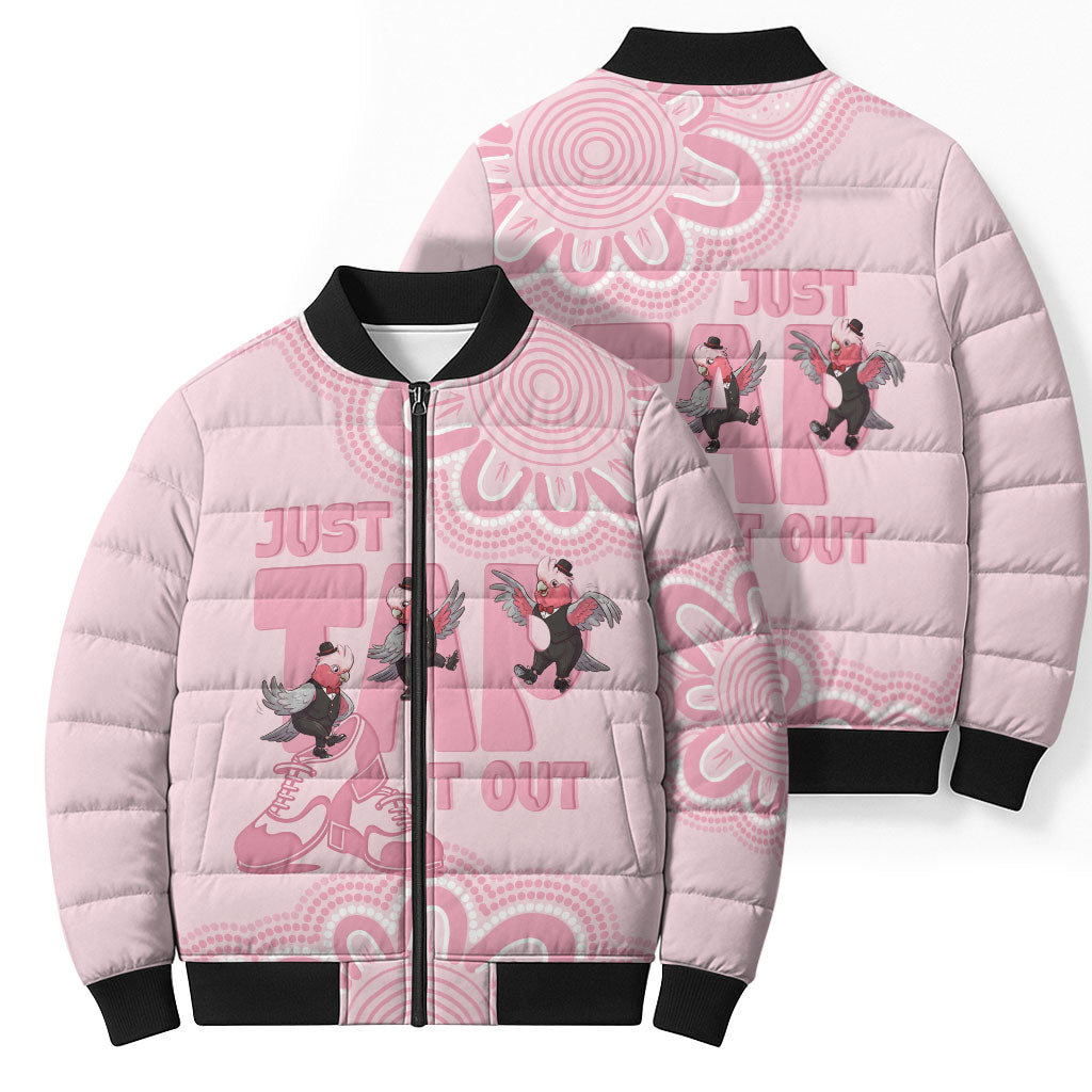 Tap Dance Australia Bomber Puffer Jacket Pink Galah Just Tap It Out
