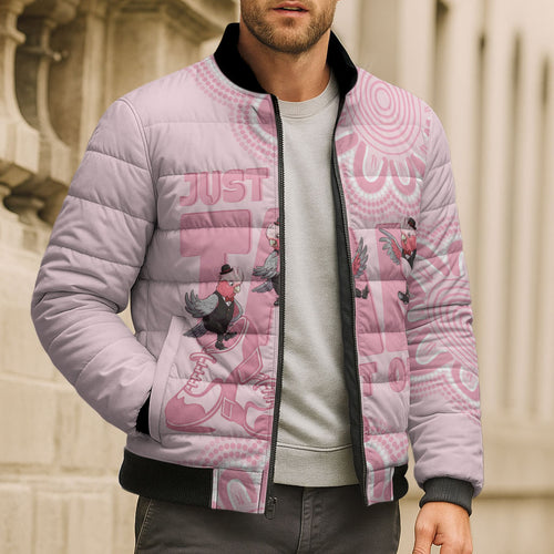 Tap Dance Australia Bomber Puffer Jacket Pink Galah Just Tap It Out