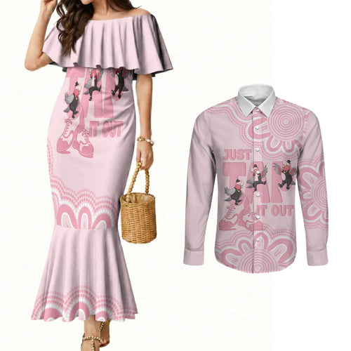 Tap Dance Australia Couples Matching Mermaid Dress and Long Sleeve Button Shirt Pink Galah Just Tap It Out