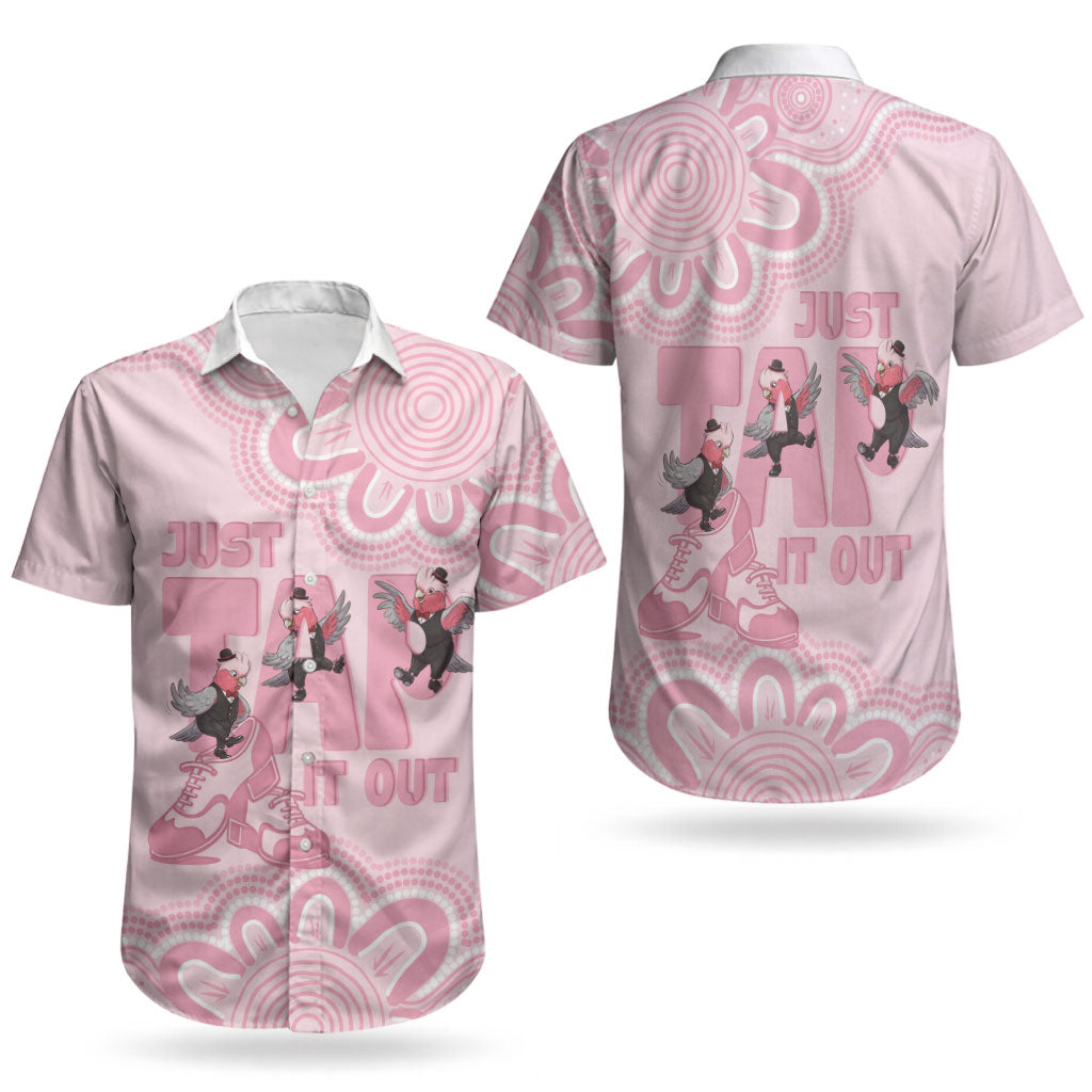 Tap Dance Australia Couples Matching Off Shoulder Maxi Dress and Hawaiian Shirt Pink Galah Just Tap It Out