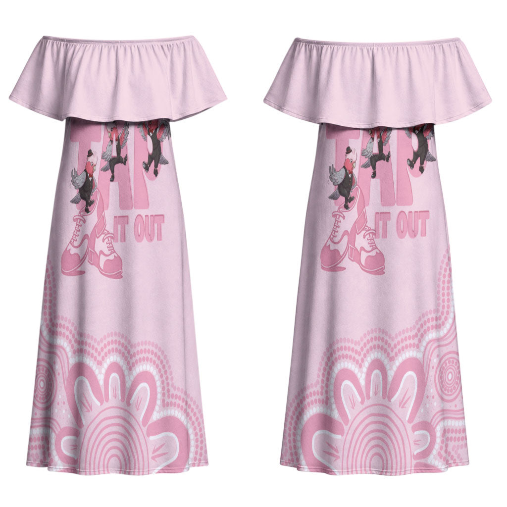 Tap Dance Australia Couples Matching Off Shoulder Maxi Dress and Hawaiian Shirt Pink Galah Just Tap It Out
