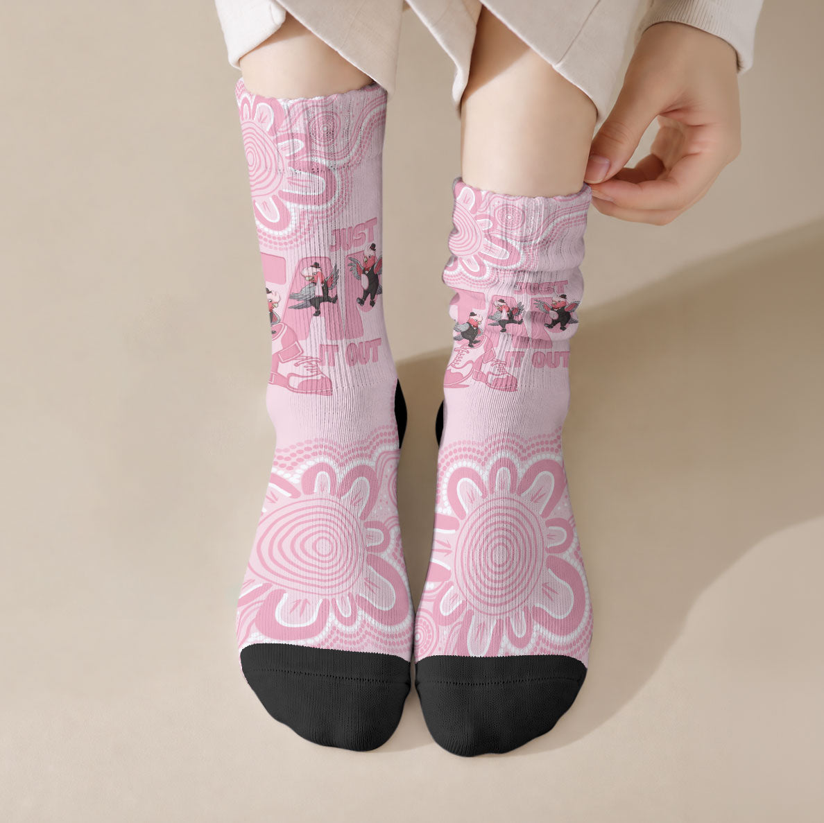 Tap Dance Australia Crew Socks Pink Galah Just Tap It Out
