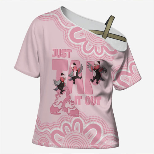 Tap Dance Australia Cross Shoulder Shirt Pink Galah Just Tap It Out