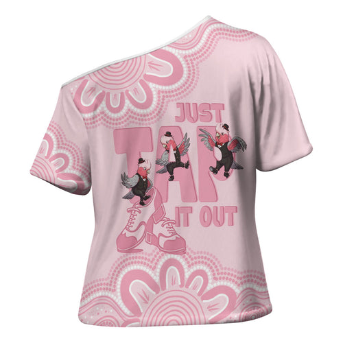 Tap Dance Australia Cross Shoulder Shirt Pink Galah Just Tap It Out