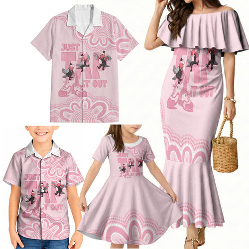 Tap Dance Australia Family Matching Mermaid Dress and Hawaiian Shirt Pink Galah Just Tap It Out