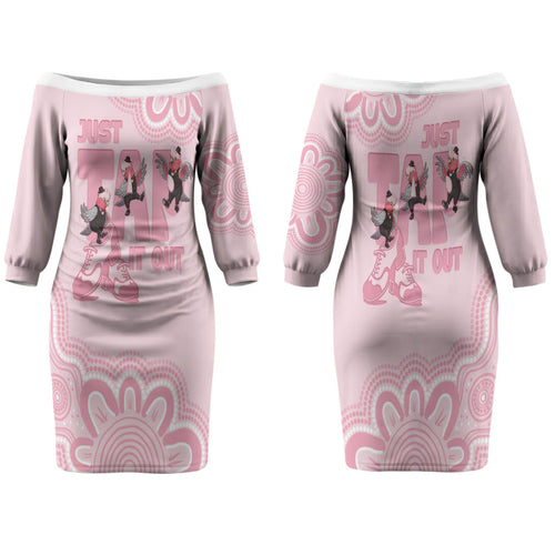 Tap Dance Australia Family Matching Off The Shoulder Long Sleeve Dress and Hawaiian Shirt Pink Galah Just Tap It Out