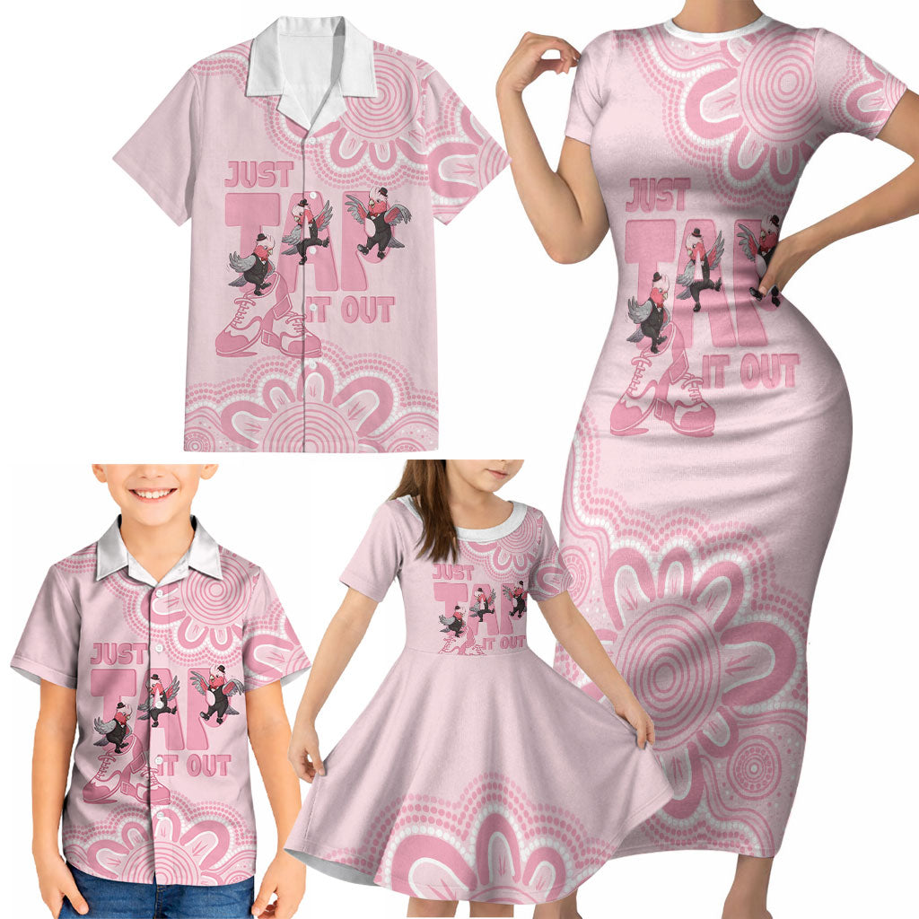 Tap Dance Australia Family Matching Short Sleeve Bodycon Dress and Hawaiian Shirt Pink Galah Just Tap It Out