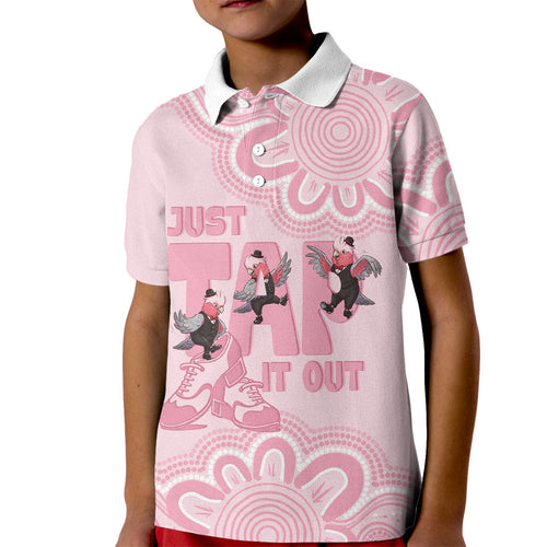 Tap Dance Australia Kid Polo Shirt Pink Galah Just Tap It Out