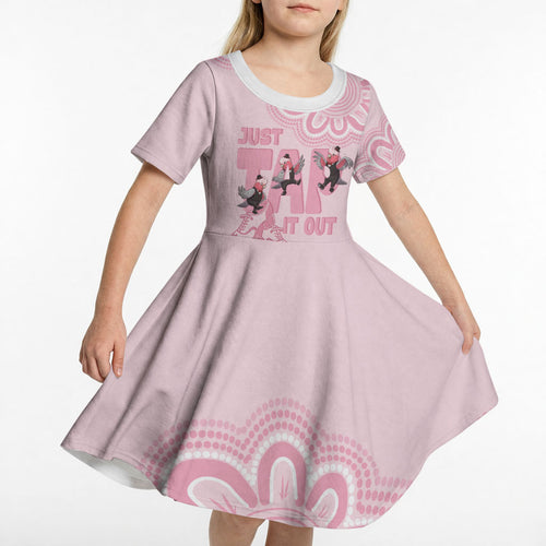 Tap Dance Australia Kid Short Sleeve Dress Pink Galah Just Tap It Out