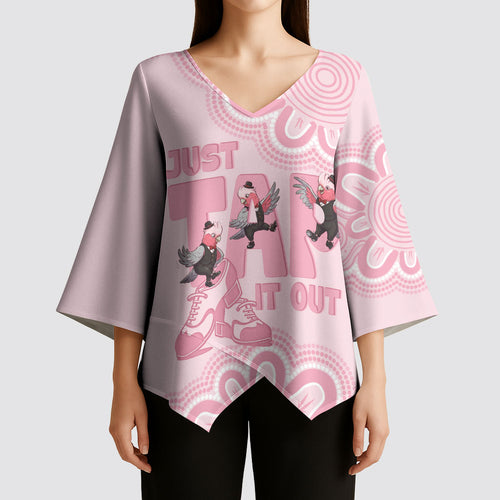 Tap Dance Australia Kimono Sleeve Blouse Pink Galah Just Tap It Out