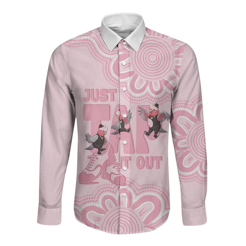 Tap Dance Australia Long Sleeve Button Shirt Pink Galah Just Tap It Out