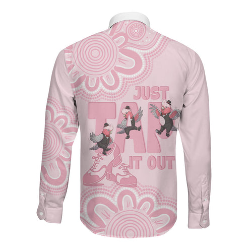Tap Dance Australia Long Sleeve Button Shirt Pink Galah Just Tap It Out