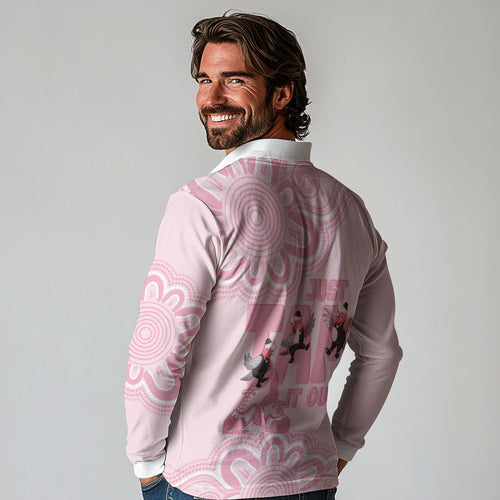 Tap Dance Australia Long Sleeve Polo Shirt Pink Galah Just Tap It Out