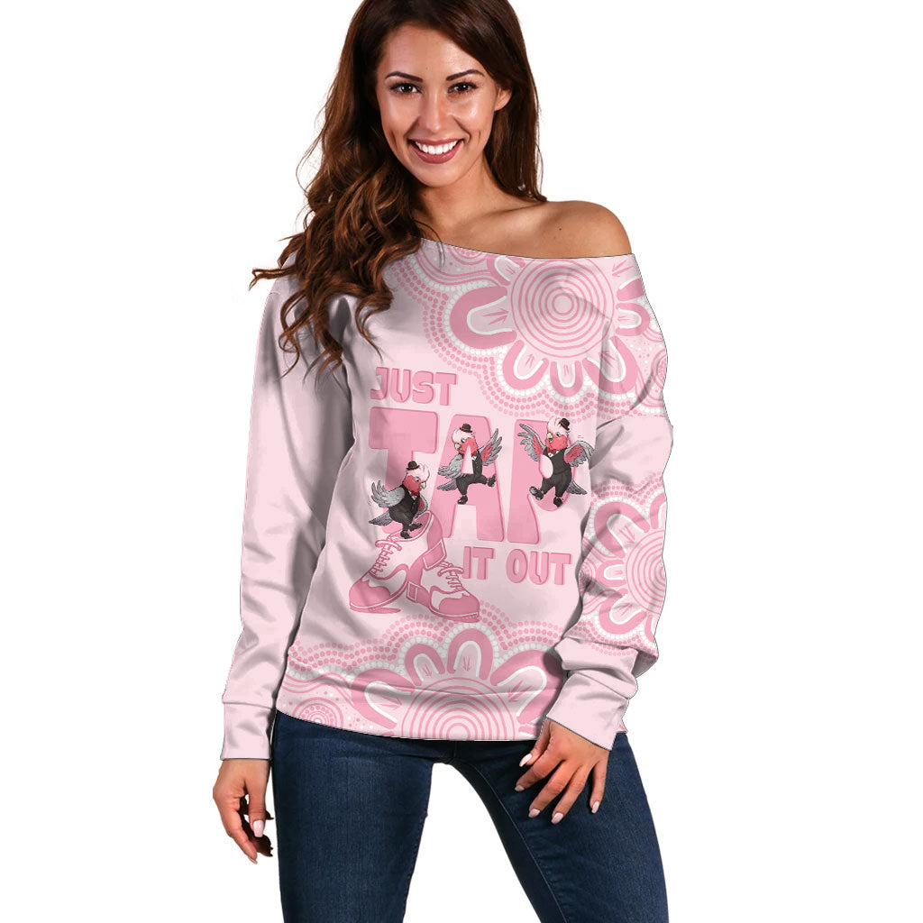 Tap Dance Australia Off Shoulder Sweater Pink Galah Just Tap It Out