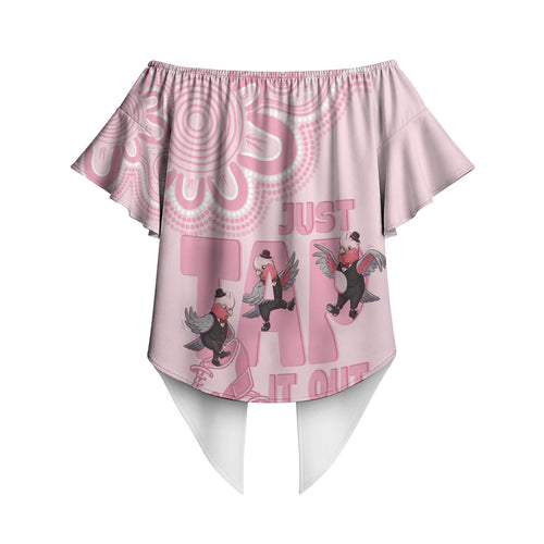 Tap Dance Australia Off Shoulder Wrap Waist Top Pink Galah Just Tap It Out