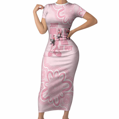 Tap Dance Australia Short Sleeve Bodycon Dress Pink Galah Just Tap It Out