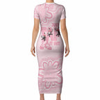 Tap Dance Australia Short Sleeve Bodycon Dress Pink Galah Just Tap It Out