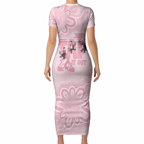 Tap Dance Australia Short Sleeve Bodycon Dress Pink Galah Just Tap It Out
