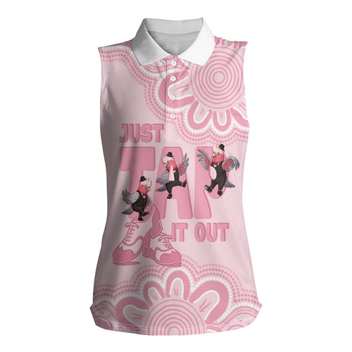 Tap Dance Australia Women Sleeveless Polo Shirt Pink Galah Just Tap It Out