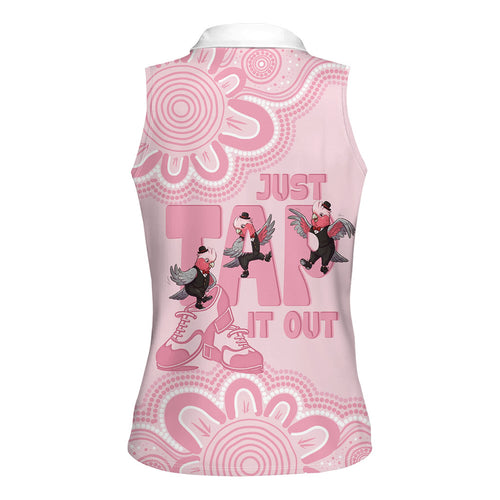 Tap Dance Australia Women Sleeveless Polo Shirt Pink Galah Just Tap It Out