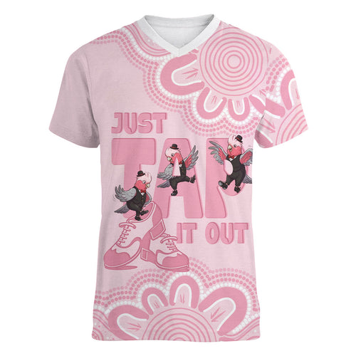 Tap Dance Australia Women V-Neck T-Shirt Pink Galah Just Tap It Out
