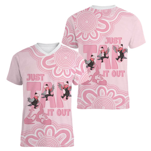 Tap Dance Australia Women V-Neck T-Shirt Pink Galah Just Tap It Out