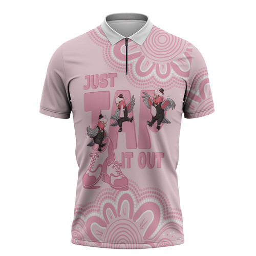 Tap Dance Australia Zipper Polo Shirt Pink Galah Just Tap It Out