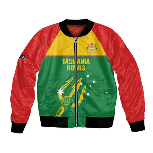 Custom Tasmania Bowls Australia Bomber Jacket Go Tasmanian Tridents - Aussie Hoodie