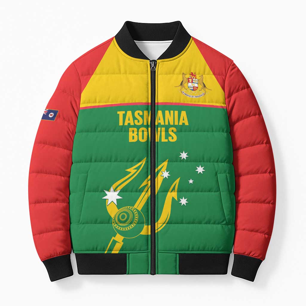 Custom Tasmania Bowls Australia Bomber Puffer Jacket Go Tasmanian Tridents - Aussie Hoodie