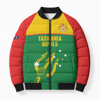 Custom Tasmania Bowls Australia Bomber Puffer Jacket Go Tasmanian Tridents - Aussie Hoodie