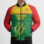Custom Tasmania Bowls Australia Bomber Puffer Jacket Go Tasmanian Tridents - Aussie Hoodie