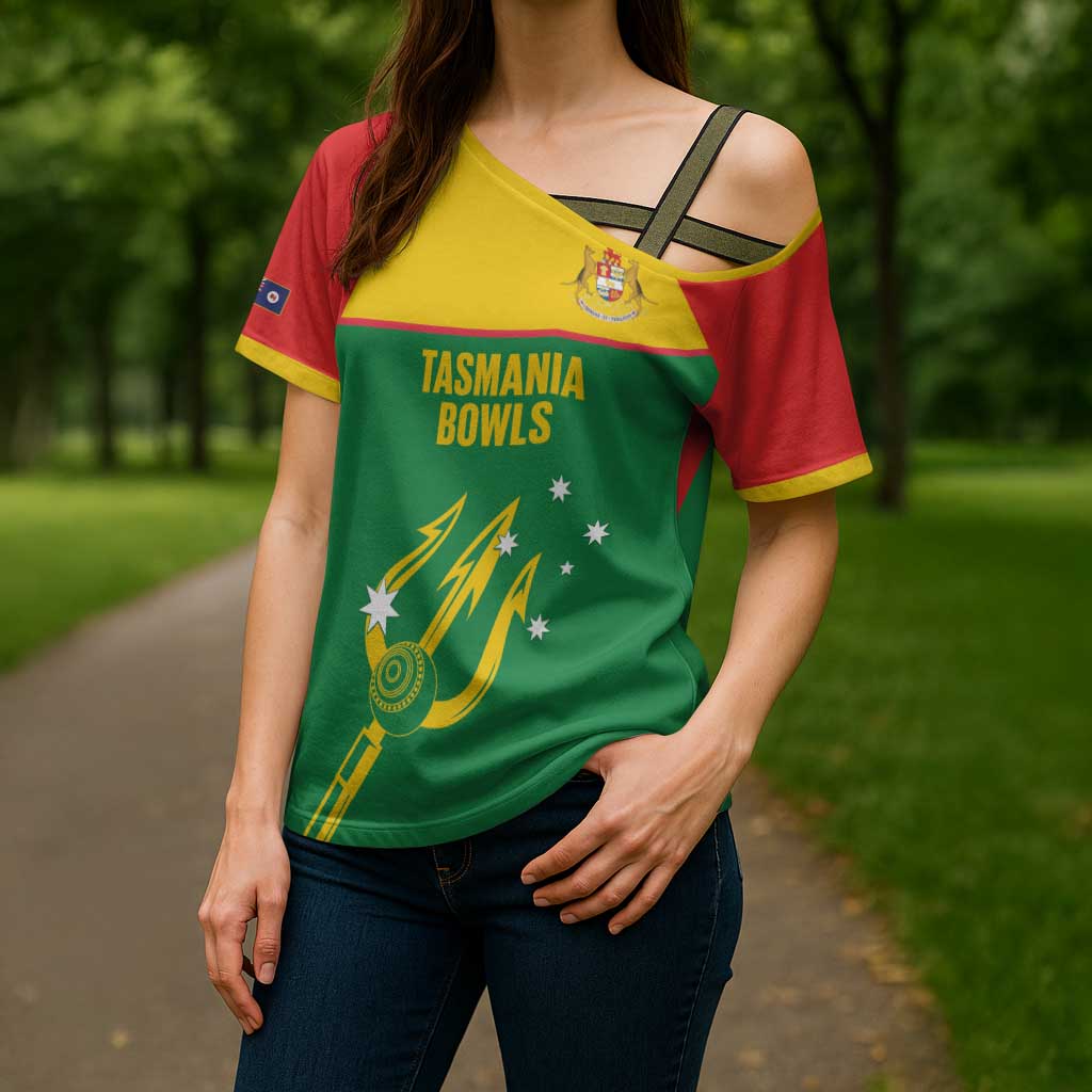 Custom Tasmania Bowls Australia Cross Shoulder Shirt Go Tasmanian Tridents - Aussie Hoodie