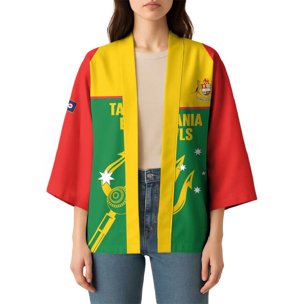 Custom Tasmania Bowls Australia Kimono Go Tasmanian Tridents - Aussie Hoodie
